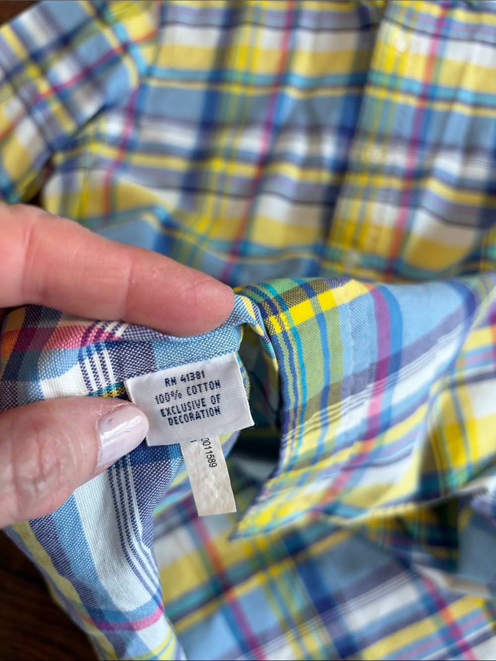 Ralph Lauren Yellow, Blue White Plaid Short-Sleeve Button-Down Shirt small - Picture 4 of 6